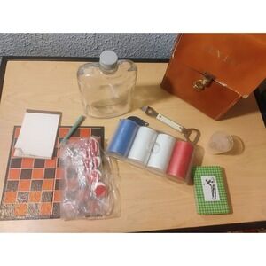 Vintage Gaming Fun Kit Cards Poker Chips Flask Plus More Travel Gaming Home Time